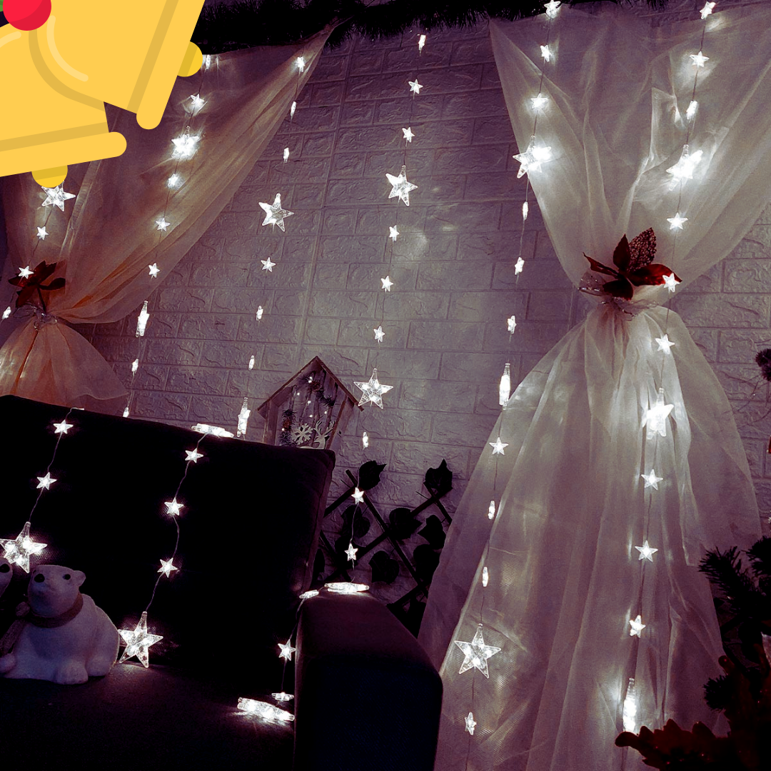 🌟🎄 Cortina LED Estrellas 4x2 m Navidad – ¡Brilla con magia y estilo festivo! ✨⭐
