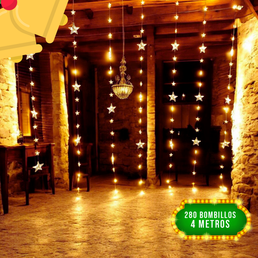 🌟🎄 Cortina LED Estrellas 4x2 m Navidad – ¡Brilla con magia y estilo festivo! ✨⭐