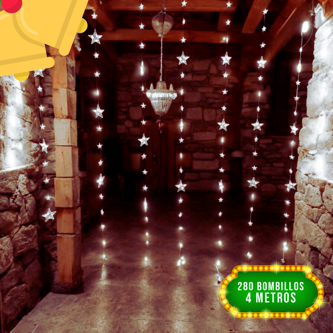 🌟🎄 Cortina LED Estrellas 4x2 m Navidad – ¡Brilla con magia y estilo festivo! ✨⭐