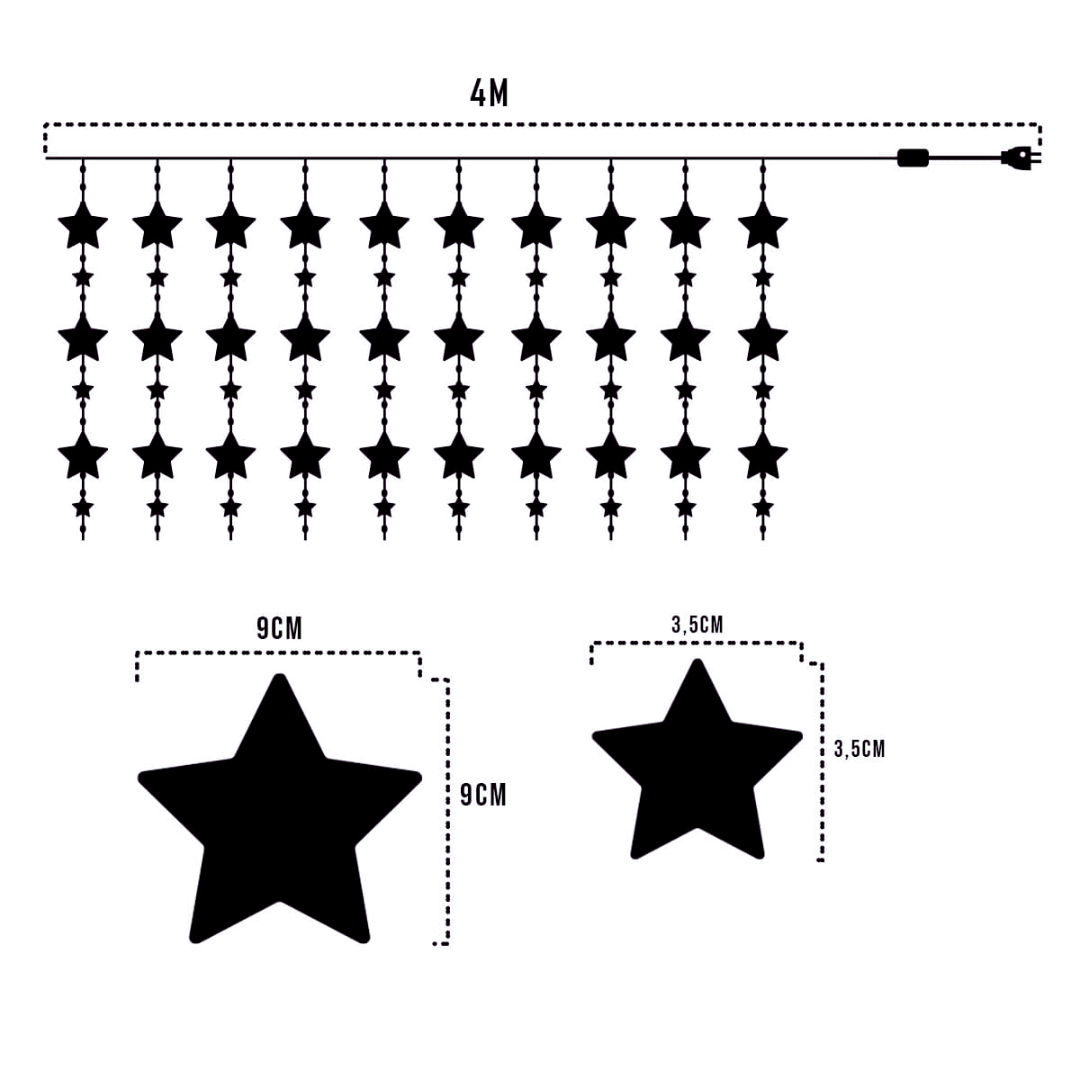 🌟🎄 Cortina LED Estrellas 4x2 m Navidad – ¡Brilla con magia y estilo festivo! ✨⭐