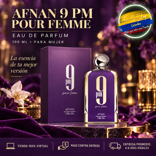 Afnan 9 PM Pour Femme Eau de Parfum para mujer de 100 ml con caja.