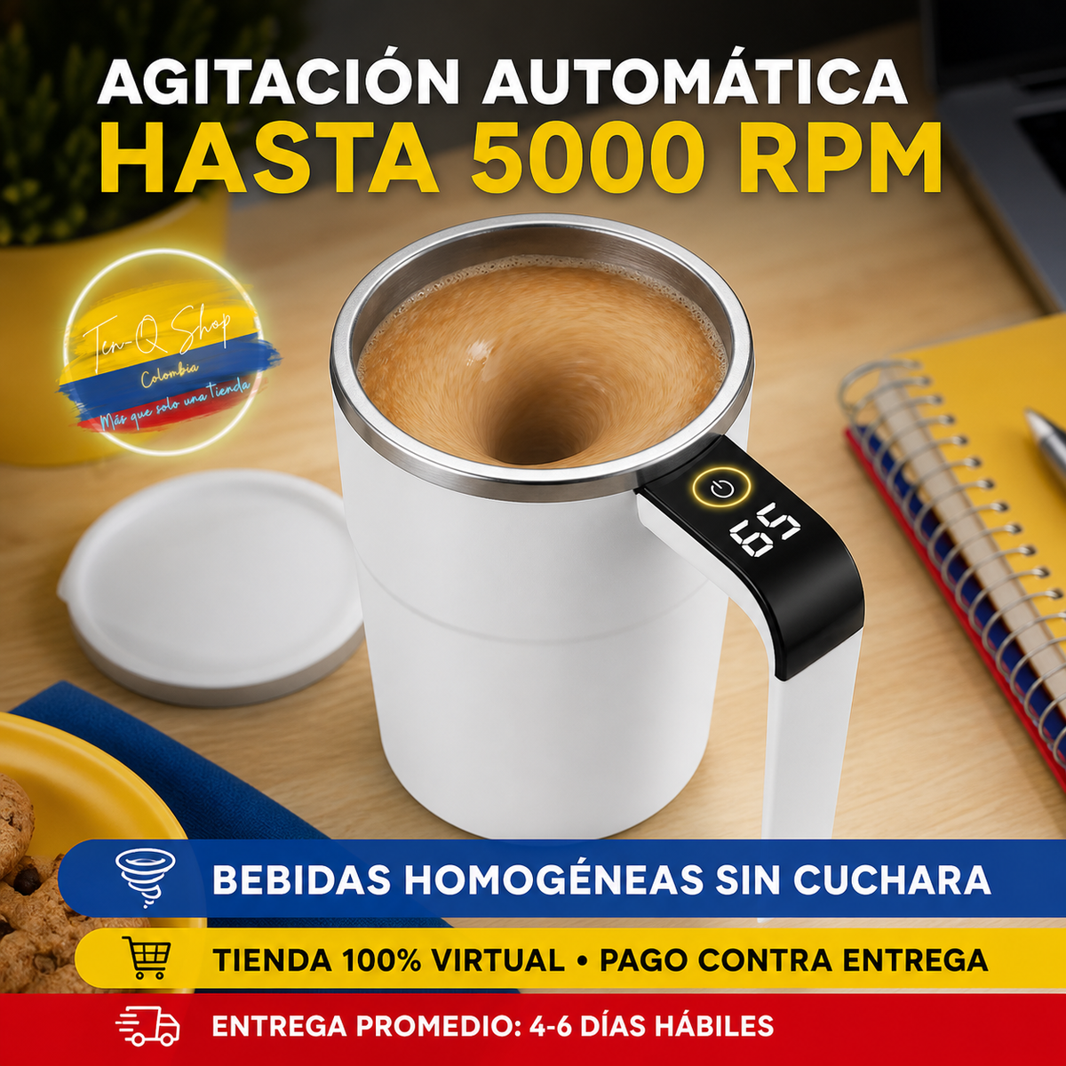 ☕ Taza Digital Mezcladora Recargable - ¡Mezcla tus bebidas con solo presionar un botón!