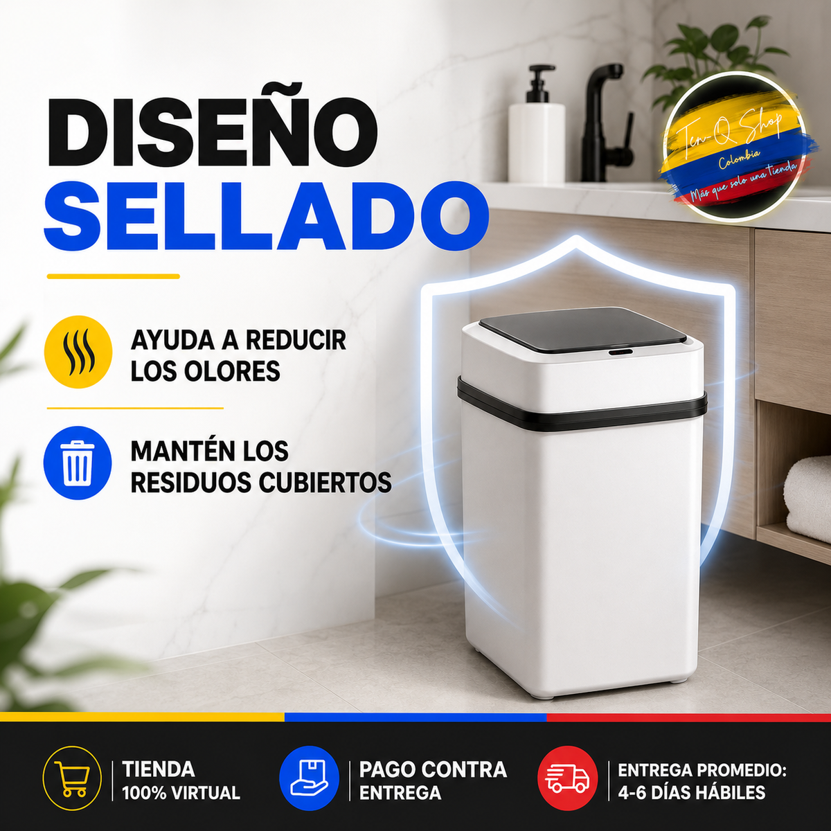 Caneca Papelera Con Sensor Sin Contacto de 10L