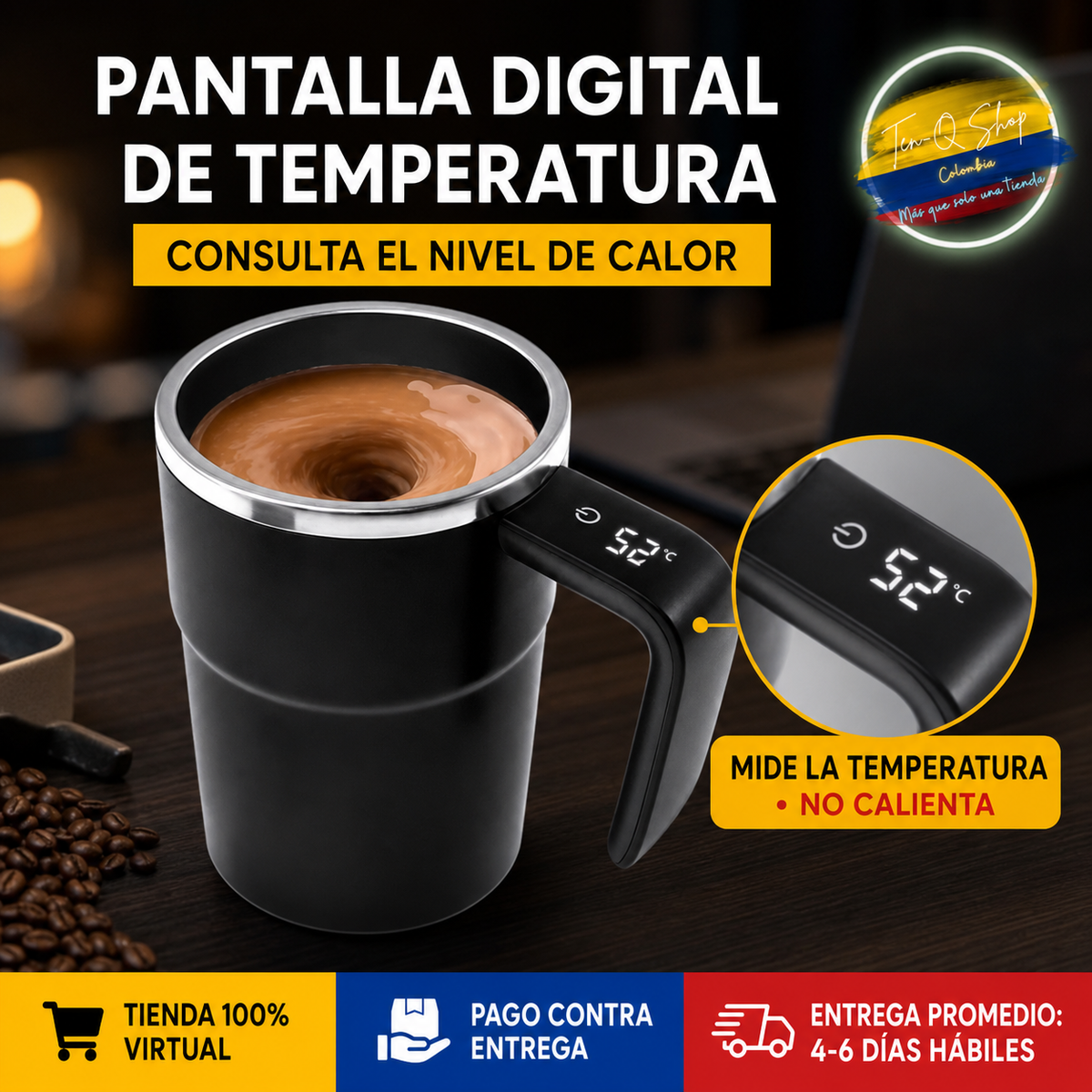 ☕ Taza Digital Mezcladora Recargable - ¡Mezcla tus bebidas con solo presionar un botón!