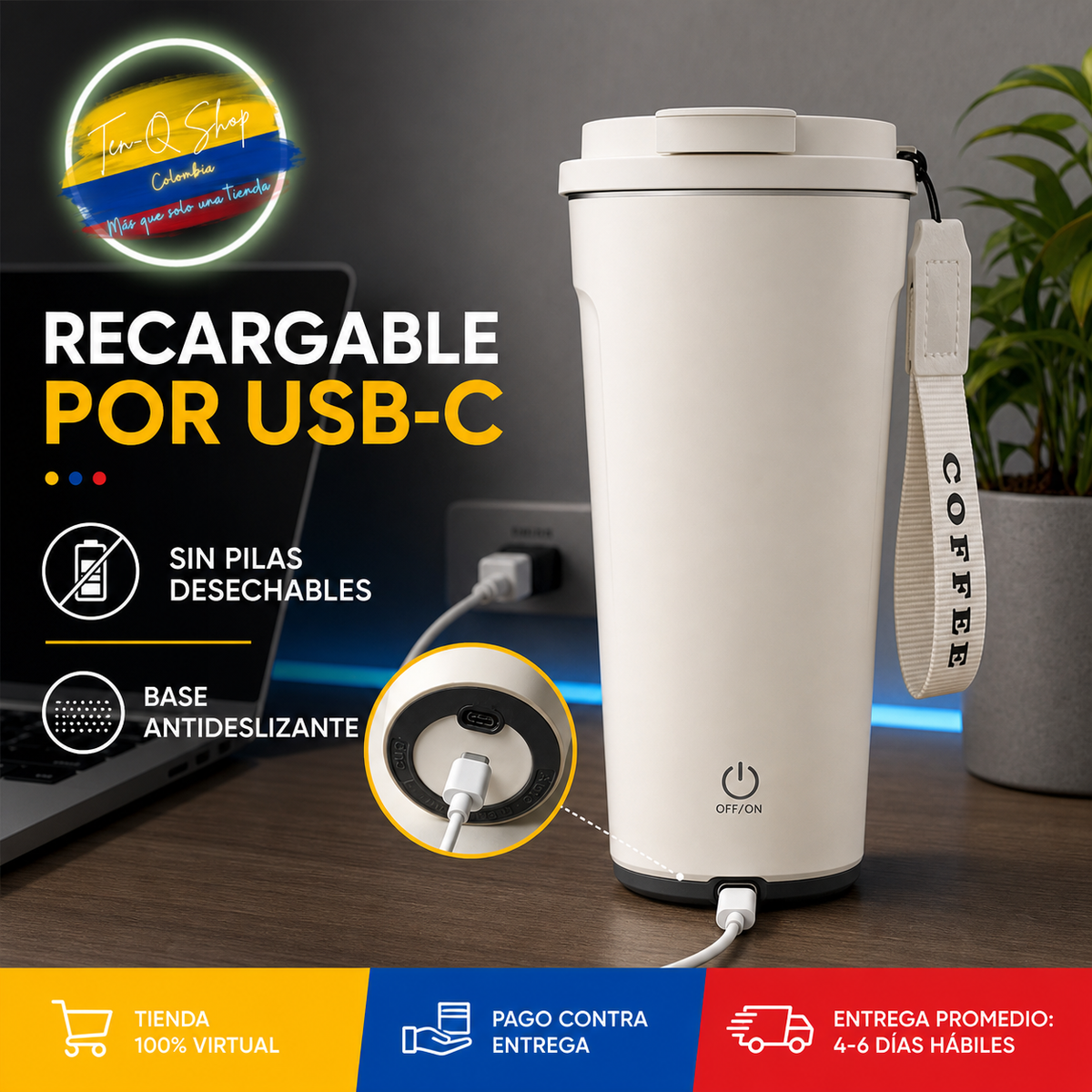 ☕✨ Vaso Térmico Mezclador - ¡Tu bebida favorita, mezclada automáticamente!