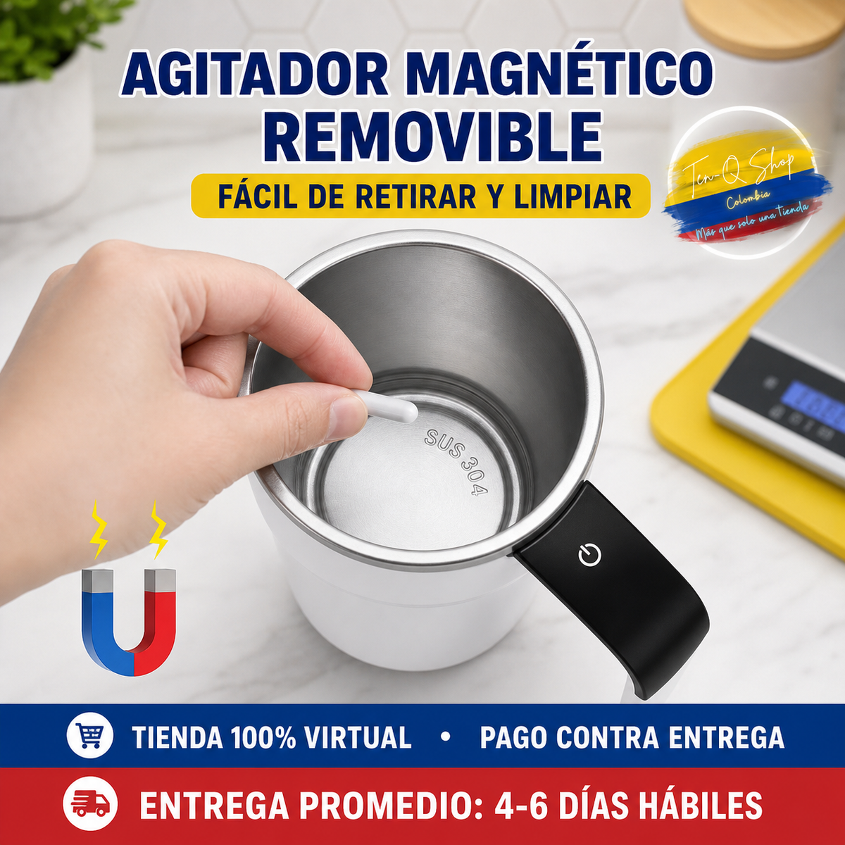 ☕ Taza Digital Mezcladora Recargable - ¡Mezcla tus bebidas con solo presionar un botón!