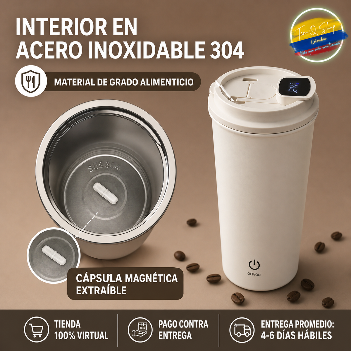 ☕✨ Vaso Térmico Mezclador - ¡Tu bebida favorita, mezclada automáticamente!