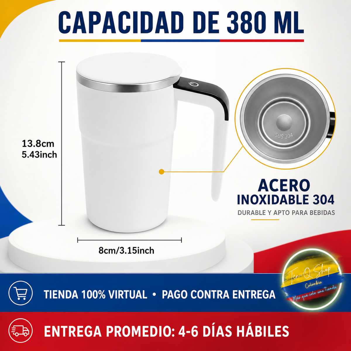 ☕ Taza Digital Mezcladora Recargable - ¡Mezcla tus bebidas con solo presionar un botón!