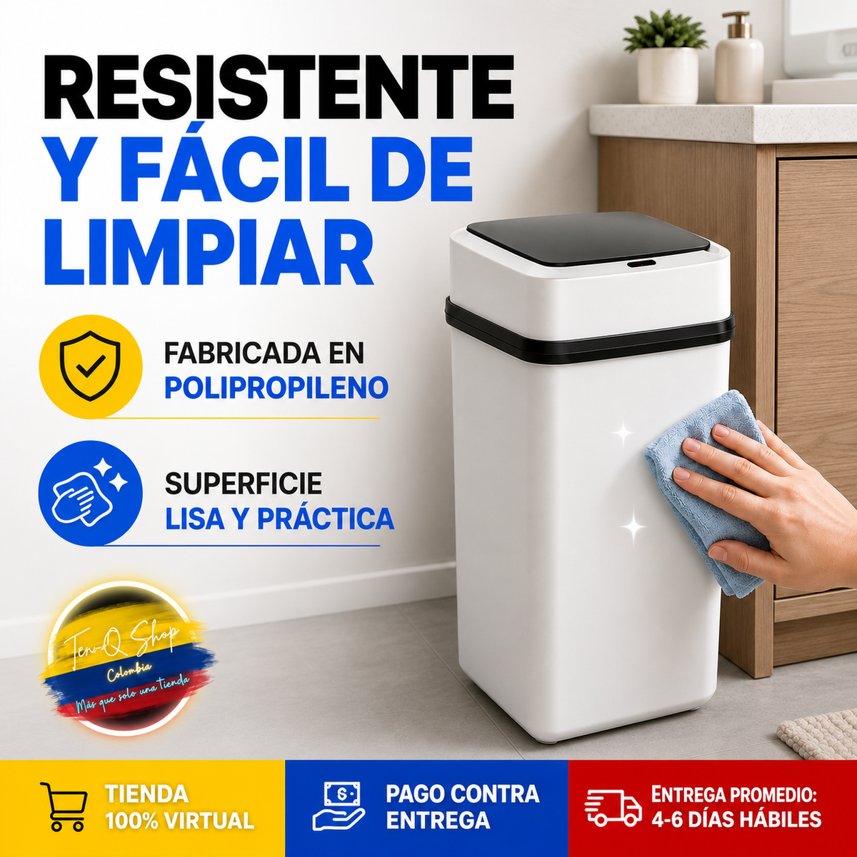 Caneca Papelera Con Sensor Sin Contacto de 10L