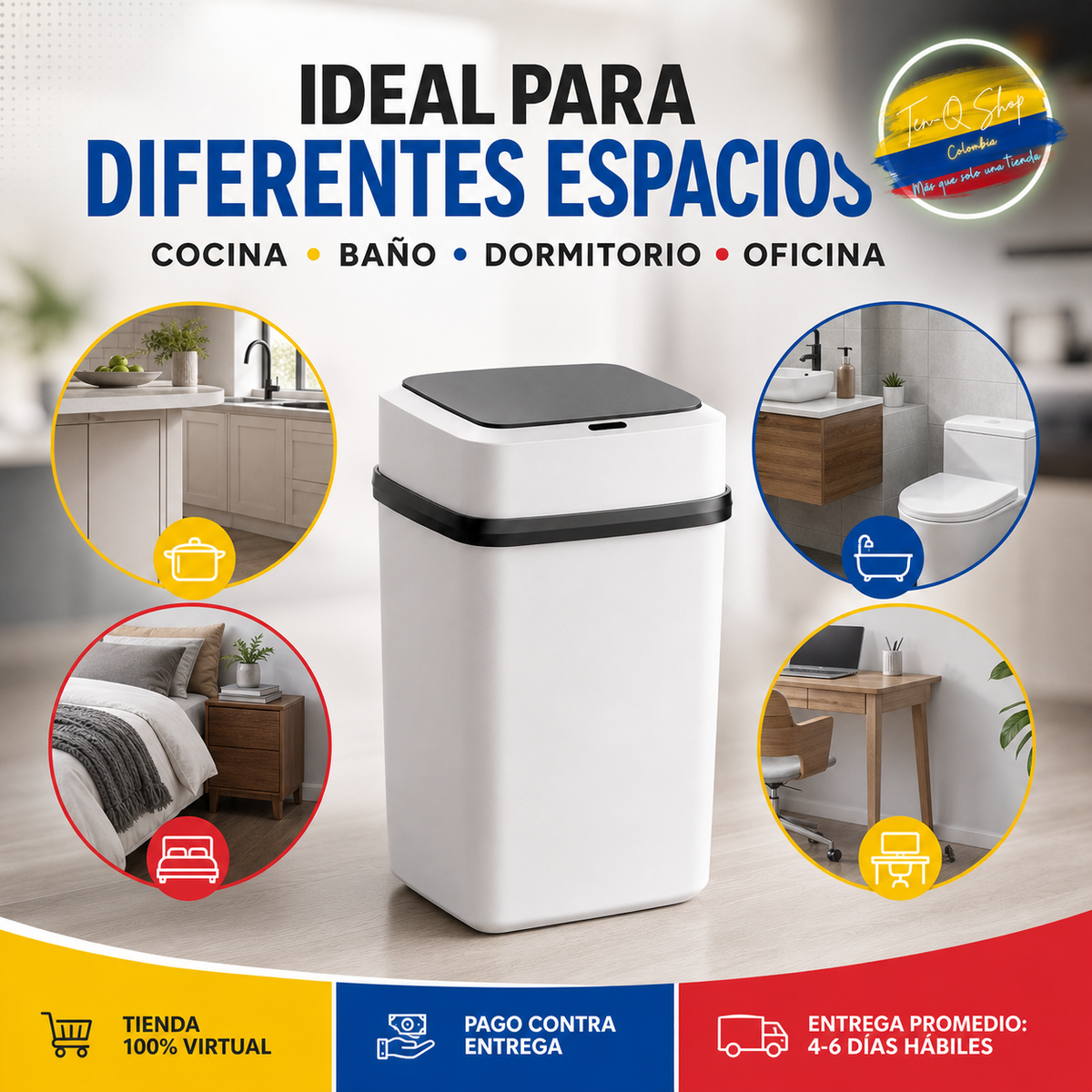 Caneca Papelera Con Sensor Sin Contacto de 10L