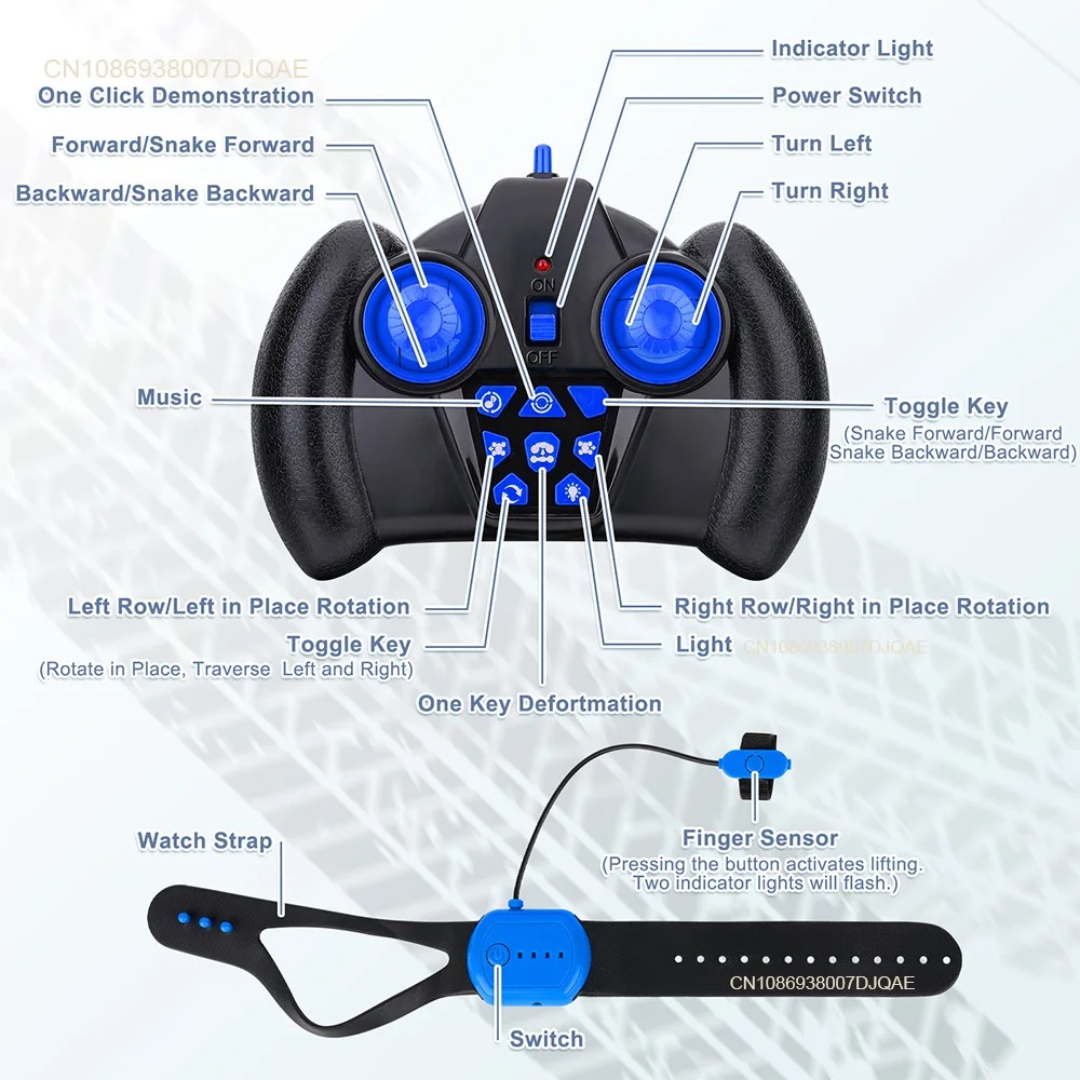 🚗💨 Carro Stunt 4WD con Control y Sensor de Manilla – ¡Domina las acrobacias con tus manos! ✋⚡