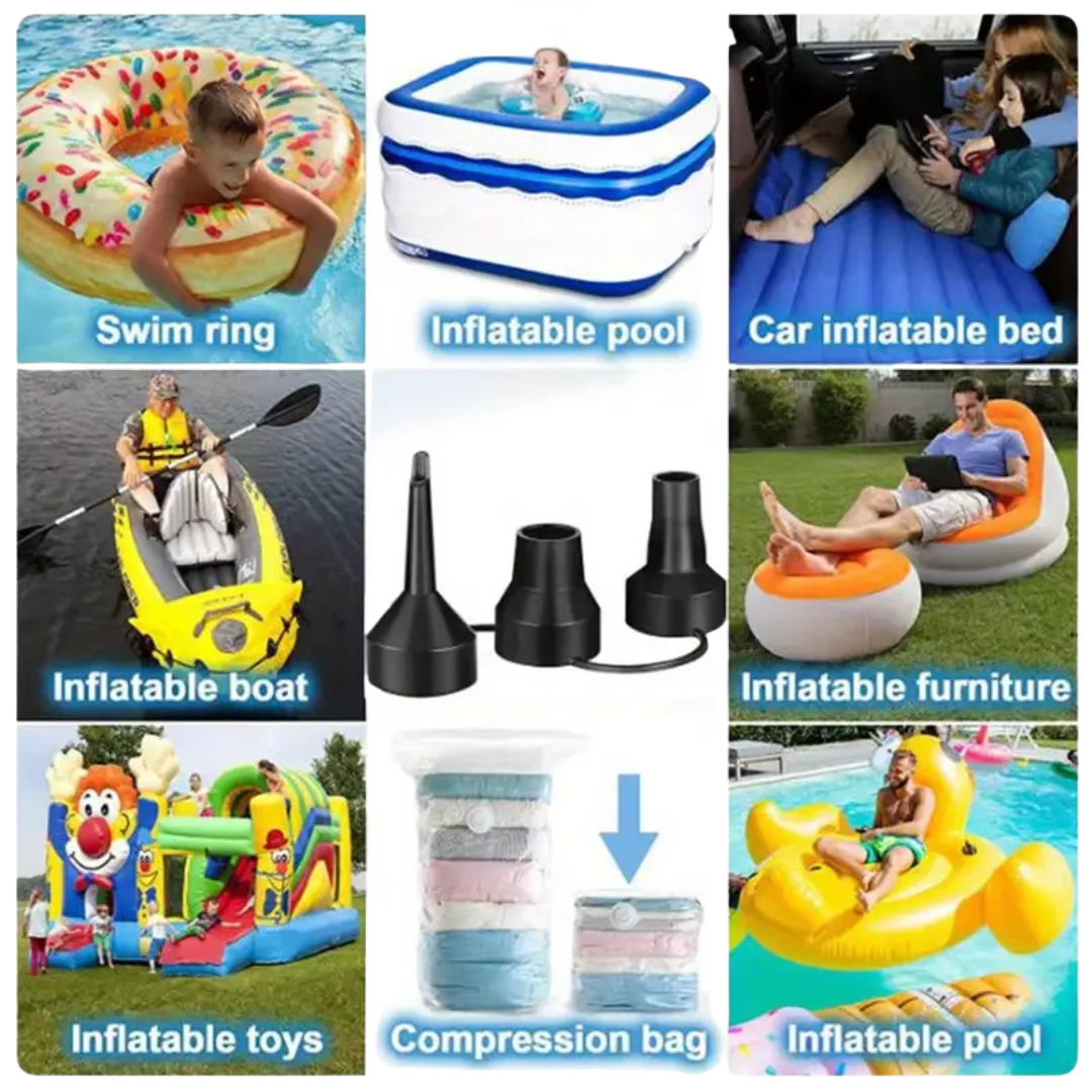 💨 Inflador Eléctrico 3 Boquillas – Comodidad en cada soplo