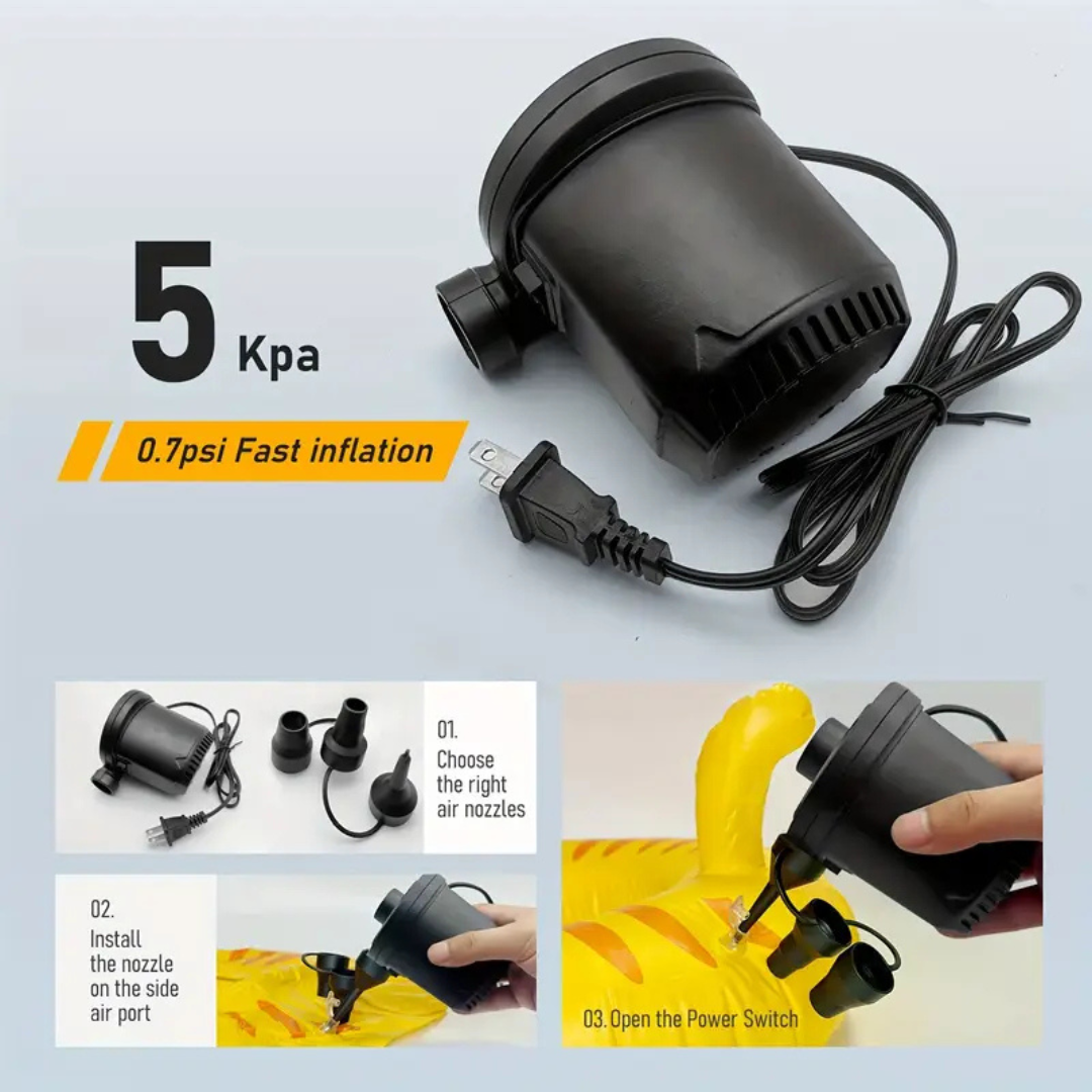 💨 Inflador Eléctrico 3 Boquillas – Comodidad en cada soplo