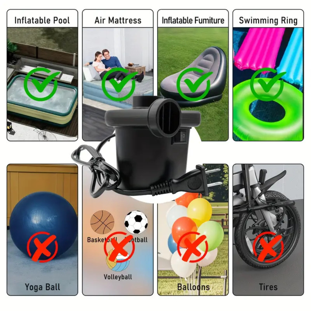 💨 Inflador Eléctrico 3 Boquillas – Comodidad en cada soplo