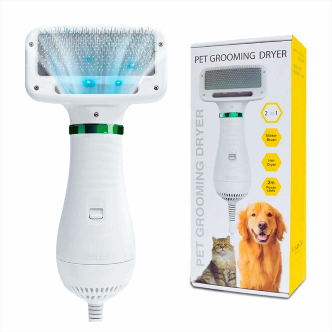 🐾 Secador de Pelo Portátil 2 en 1 para Mascotas – Secado y Cepillado al Instante 🐶🐱
