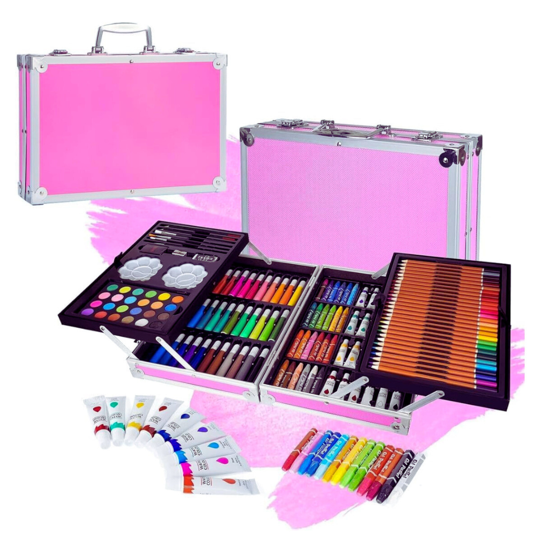 🎨✨ Set de Arte 145pcs con Estuche Metálico – Creatividad Ilimitada en Cada Trazo