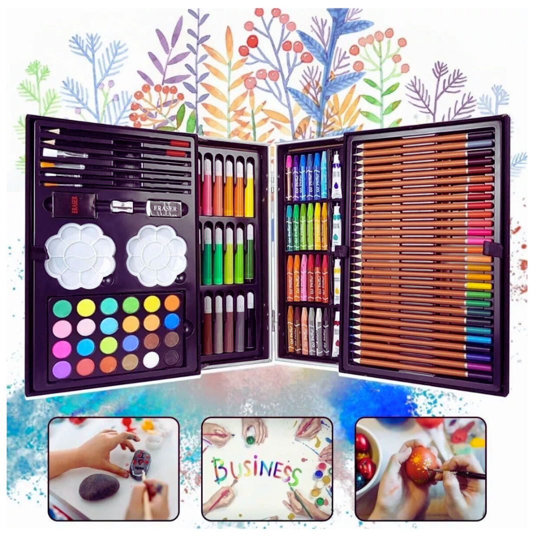 🎨✨ Set de Arte 145pcs con Estuche Metálico – Creatividad Ilimitada en Cada Trazo