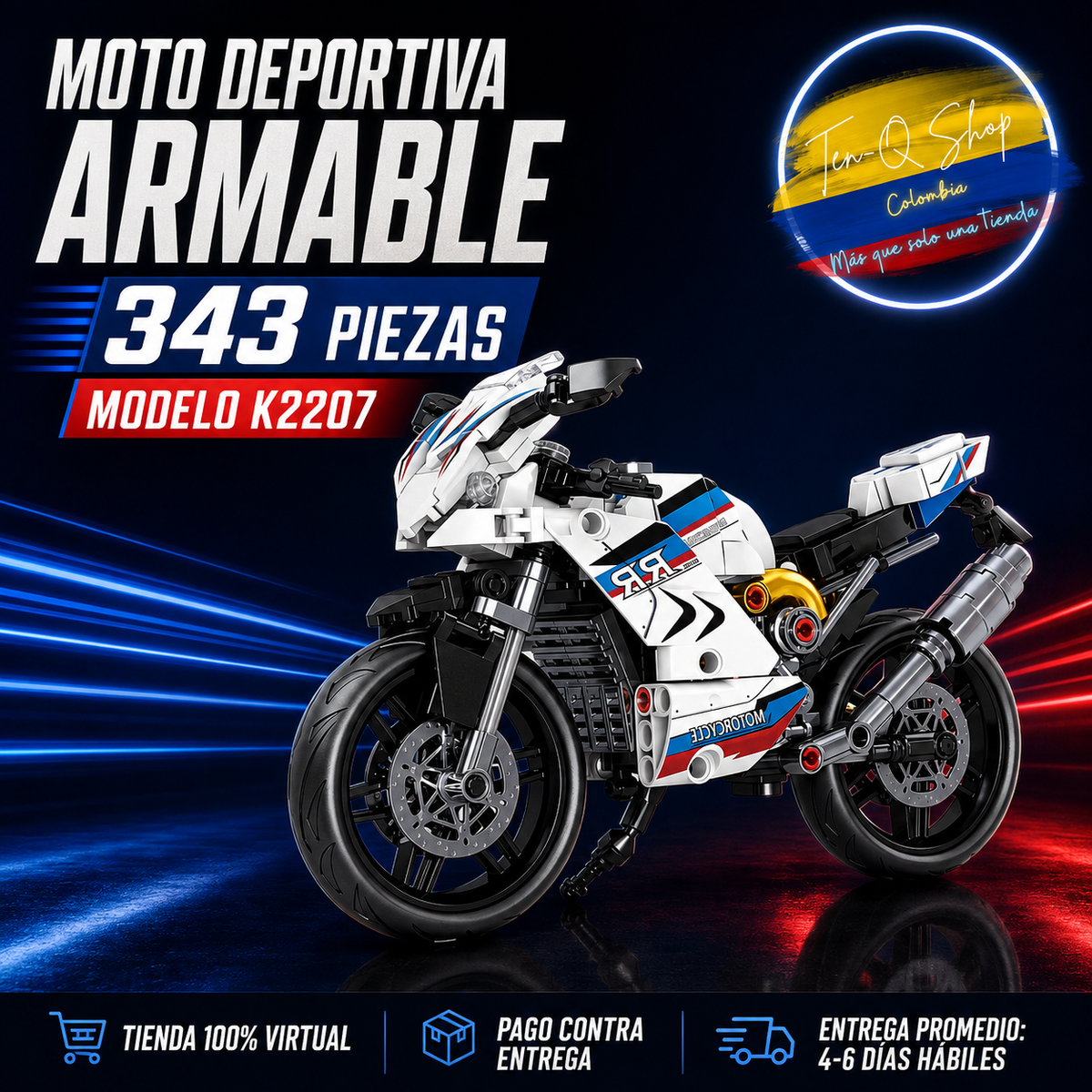 Motocicleta Deportiva Armable K2207 – 343 Piezas