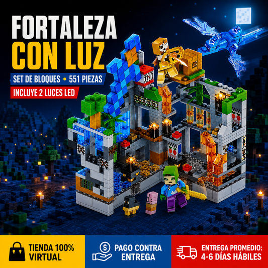 🏰 Set tipo Lego de 551 Piezas Con Luz - ¡Construye una fortaleza llena de aventuras!