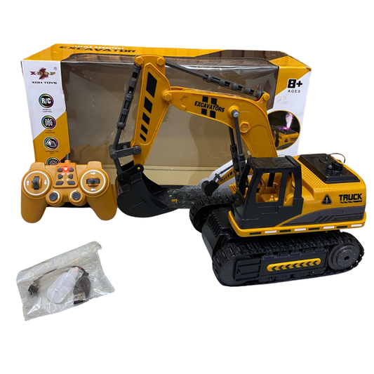 🚜💨 Retroexcavadora RC con Luz, Sonido y Efecto de Humo – La Máquina de Construcción Más Realista para Niños y Coleccionistas 🏗️✨