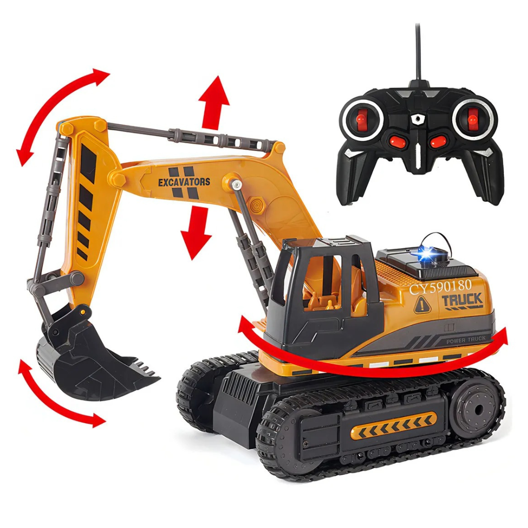 🚜💨 Retroexcavadora RC con Luz, Sonido y Efecto de Humo – La Máquina de Construcción Más Realista para Niños y Coleccionistas 🏗️✨