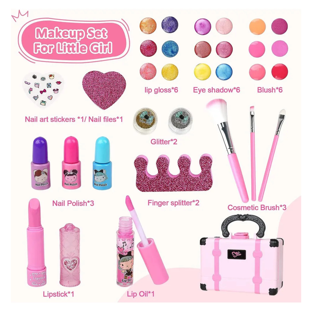 💄🎀 Caja de Maquillaje Infantil – El Set de Belleza Lavable Para Pequeñas Princesas ✨👑