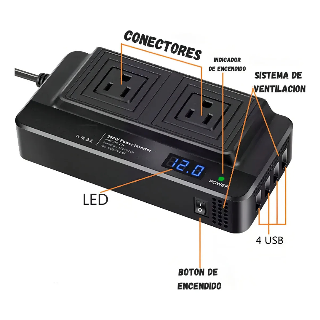 ⚡🚗 Inversor de Energía para Auto 200W – ¡Energía donde la necesites! 🔋✨