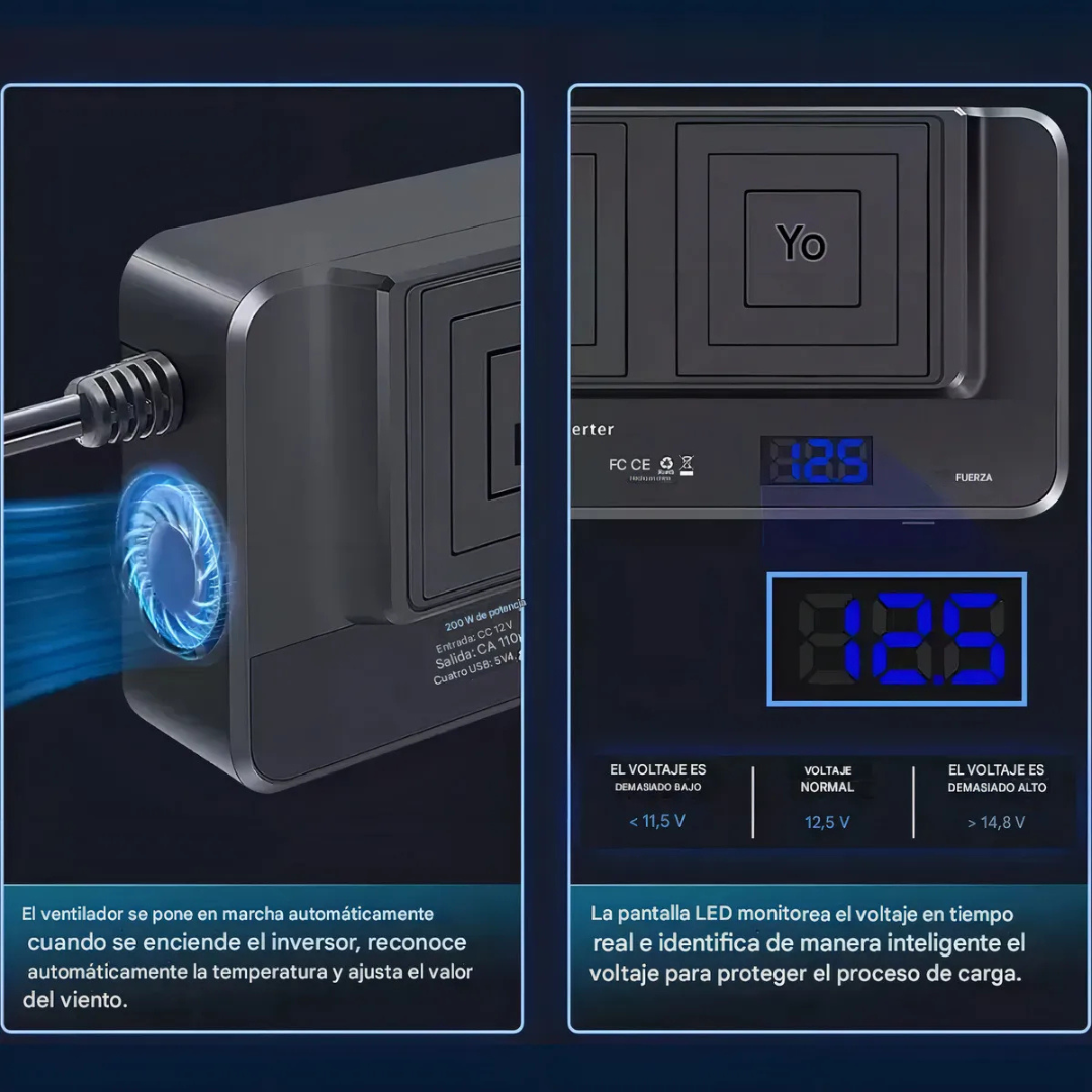 ⚡🚗 Inversor de Energía para Auto 200W – ¡Energía donde la necesites! 🔋✨