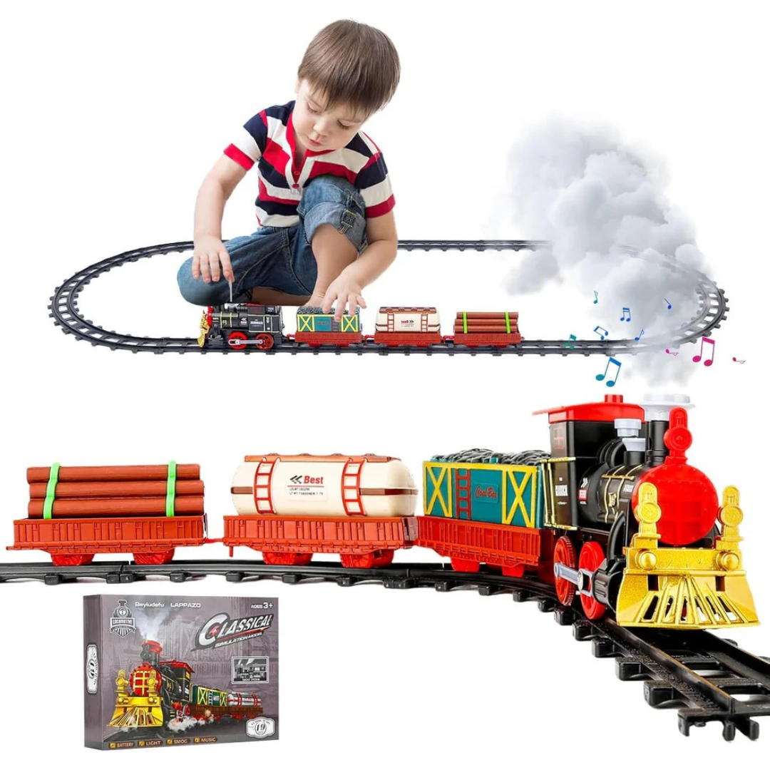 🚂🎄 Tren Eléctrico Navideño con Humo Real – ¡Magia, Luces y Diversión para Toda la Familia! 🌟✨