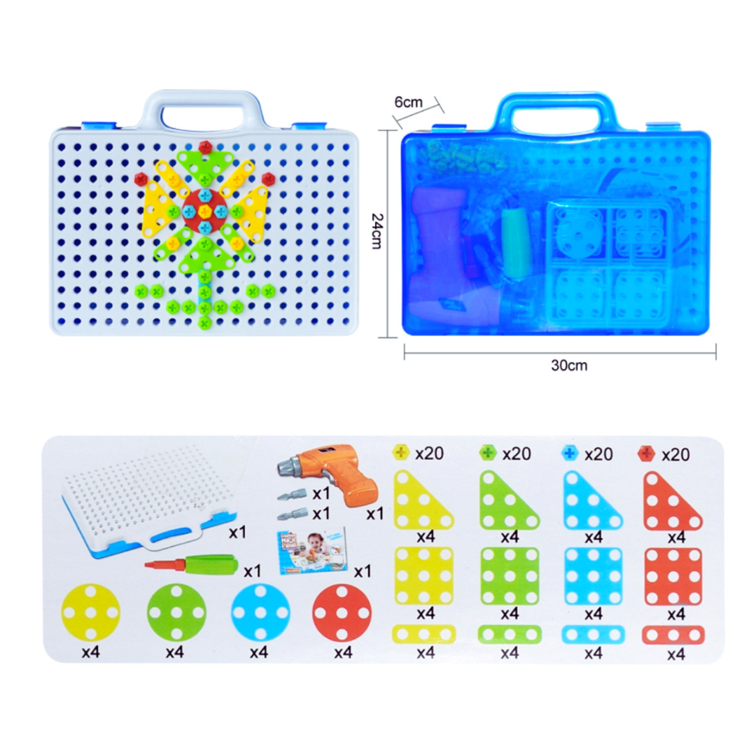 🧰👦👧 Taladro 3D 4 en 1 para Niños – Juego Educativo de Construcción con 252 Piezas ⚙️✨