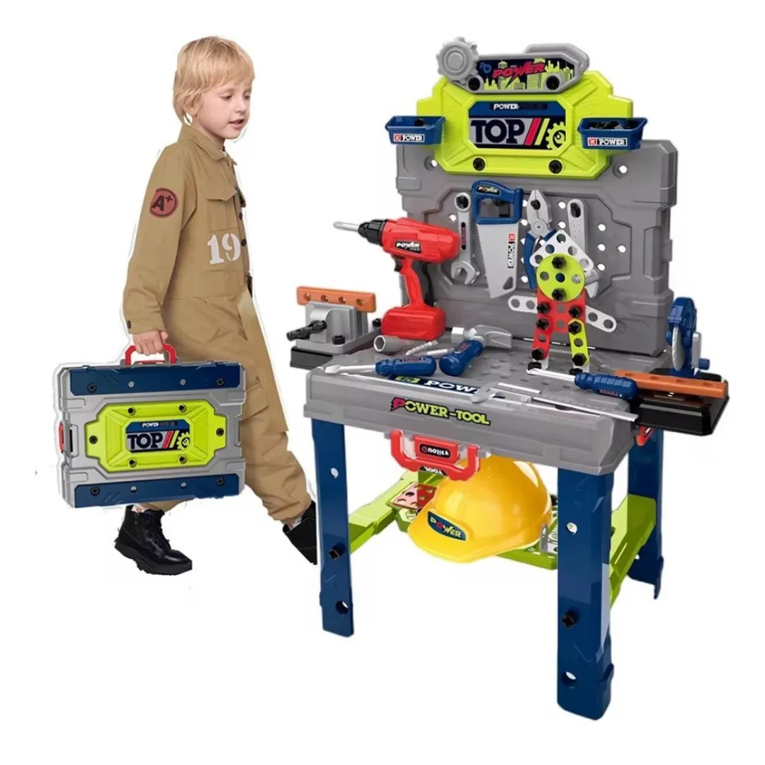 🧰👷‍♂️ Mesa de Herramientas Infantil – Taller de Construcción con 132 Accesorios 🪛🔩