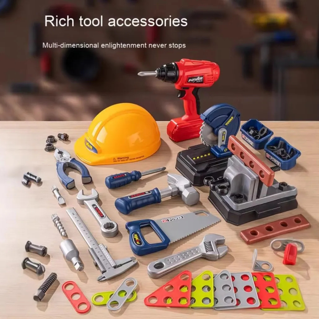 🧰👷‍♂️ Mesa de Herramientas Infantil – Taller de Construcción con 132 Accesorios 🪛🔩