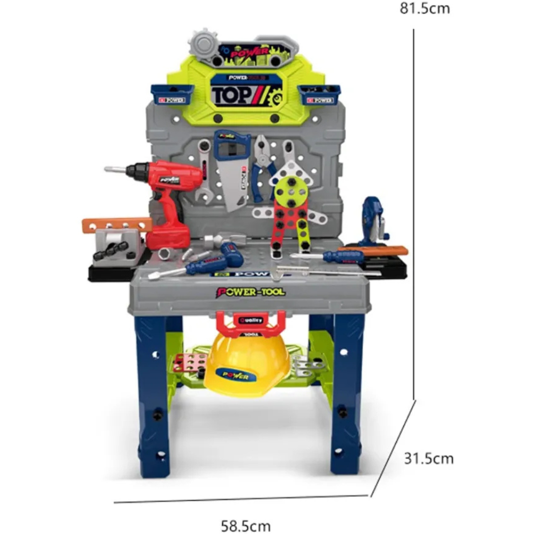 🧰👷‍♂️ Mesa de Herramientas Infantil – Taller de Construcción con 132 Accesorios 🪛🔩