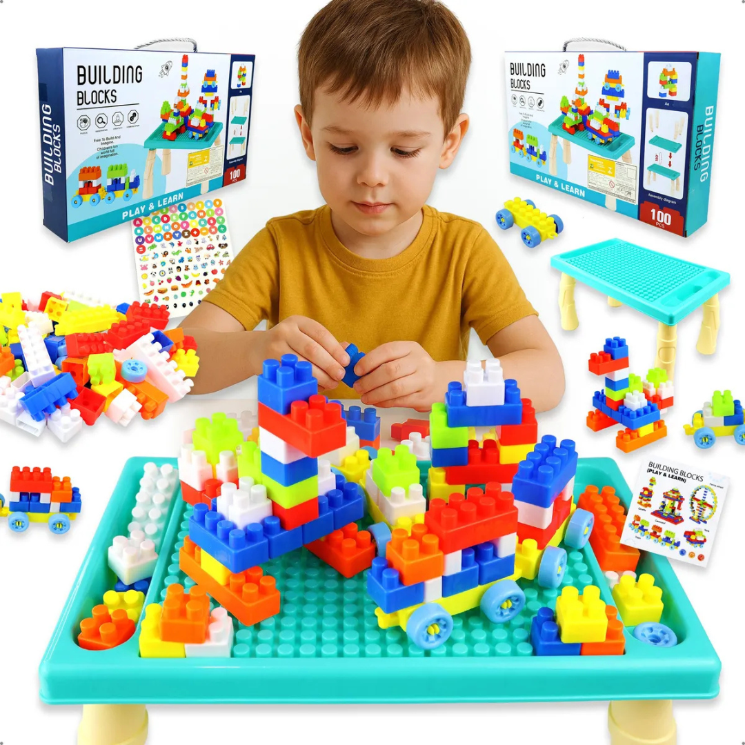 🧱✨ Bloques de Construcción con Mesa – Set Educativo de 100 Piezas 👧🧒