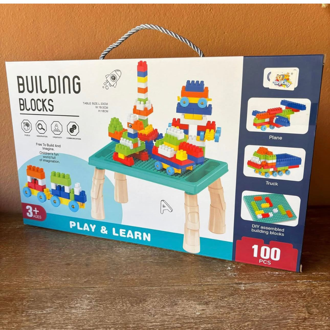🧱✨ Bloques de Construcción con Mesa – Set Educativo de 100 Piezas 👧🧒