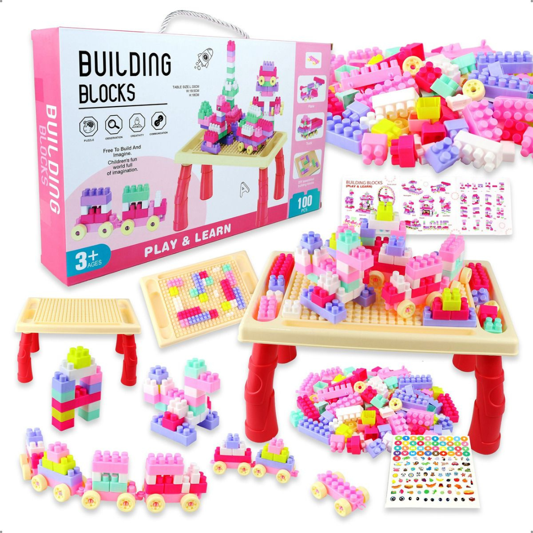 🧱✨ Bloques de Construcción con Mesa – Set Educativo de 100 Piezas 👧🧒
