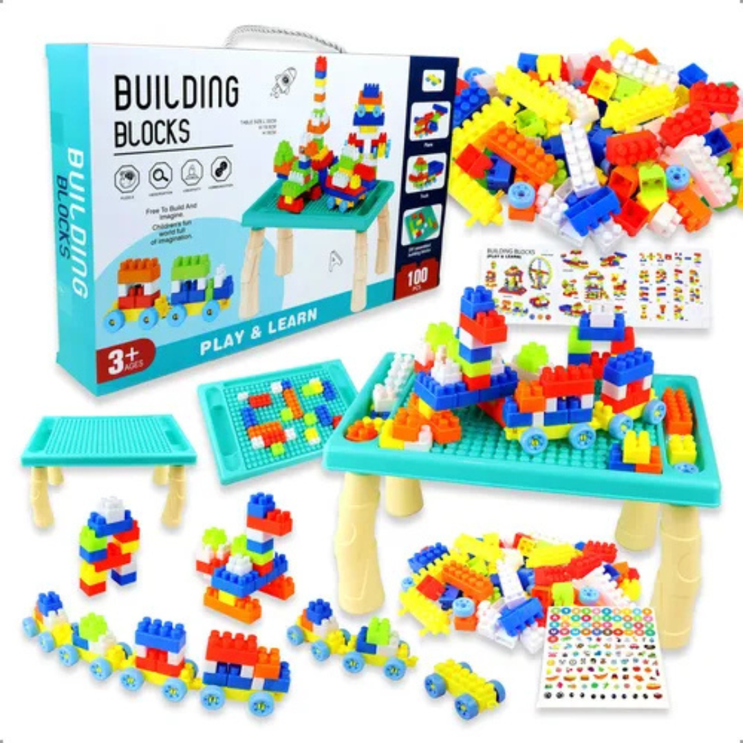 🧱✨ Bloques de Construcción con Mesa – Set Educativo de 100 Piezas 👧🧒