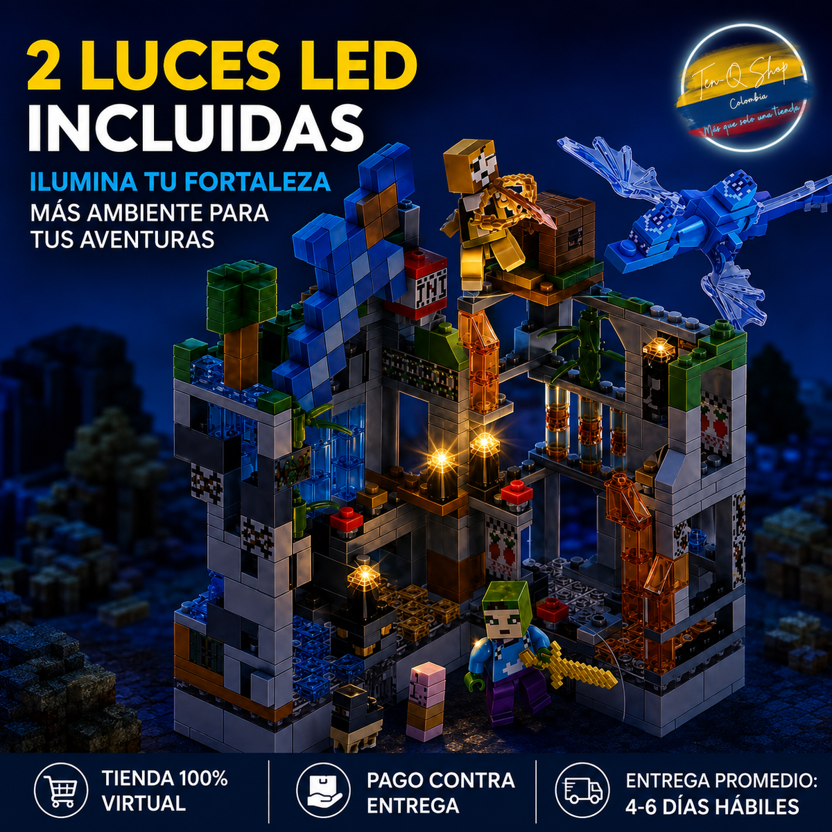 🏰 Set tipo Lego de 551 Piezas Con Luz - ¡Construye una fortaleza llena de aventuras!