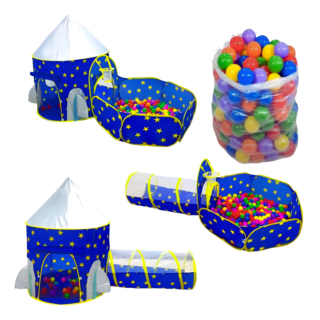 🏰🎈 Carpa Castillo 3 en 1 con Túnel, Piscina, 100 Pelotas y Luces – ¡Diversión mágica para tus pequeños! 🌟✨