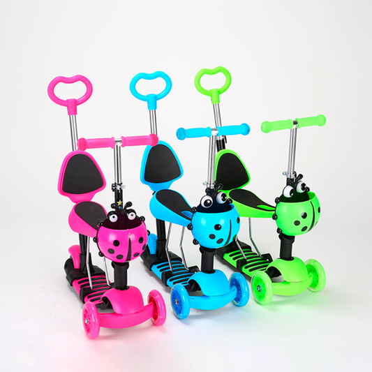 🛴🐞 Monopatín Scooter Mariquita 3 en 1 – Diversión, Color y Seguridad para los Peques 🌈✨