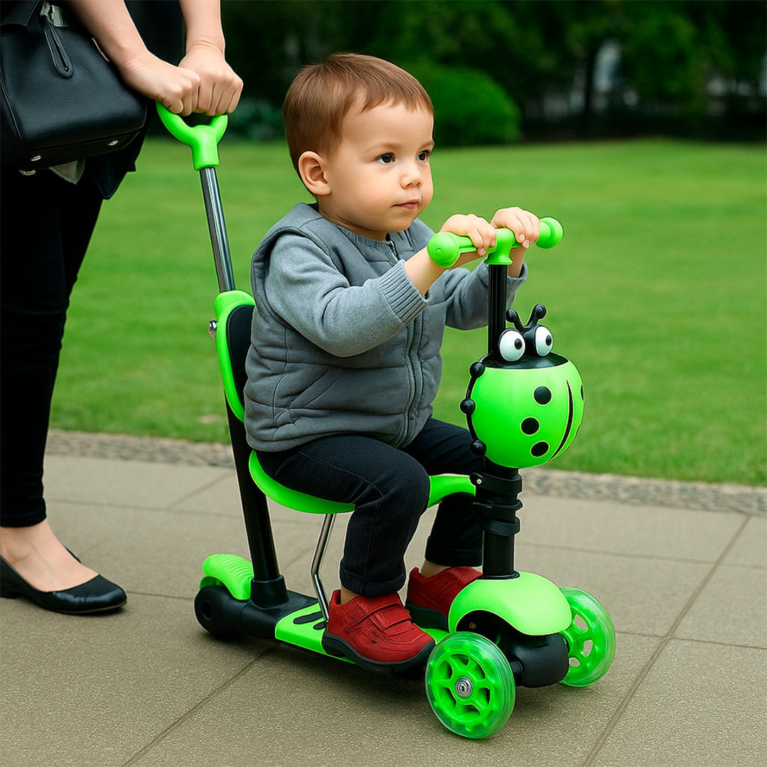 🛴🐞 Monopatín Scooter Mariquita 3 en 1 – Diversión, Color y Seguridad para los Peques 🌈✨