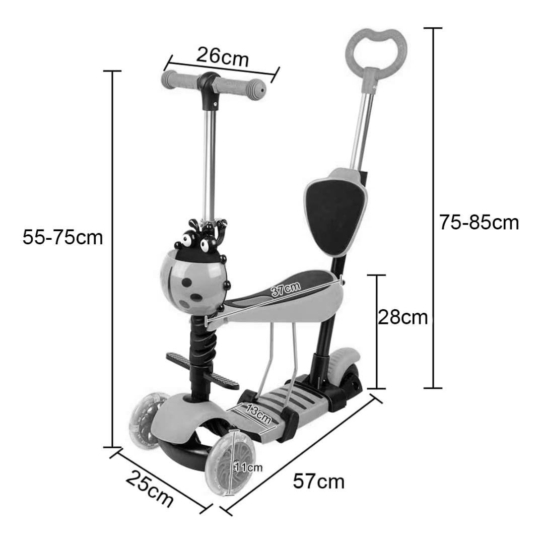 🛴🐞 Monopatín Scooter Mariquita 3 en 1 – Diversión, Color y Seguridad para los Peques 🌈✨