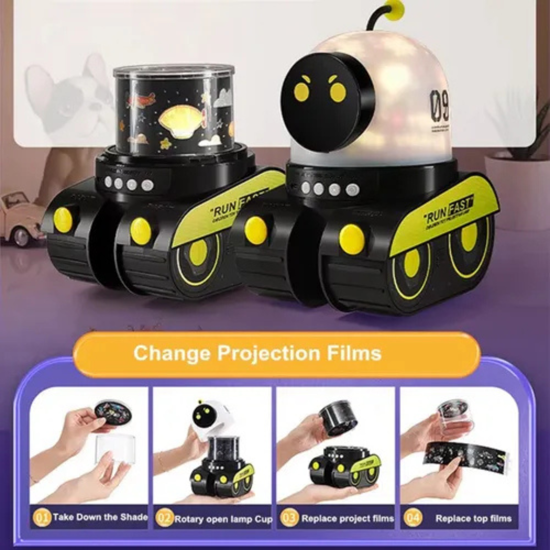 🚗🤖 Proyector Robot de Coche para Niños – Luz Nocturna Estrellada 🌙✨