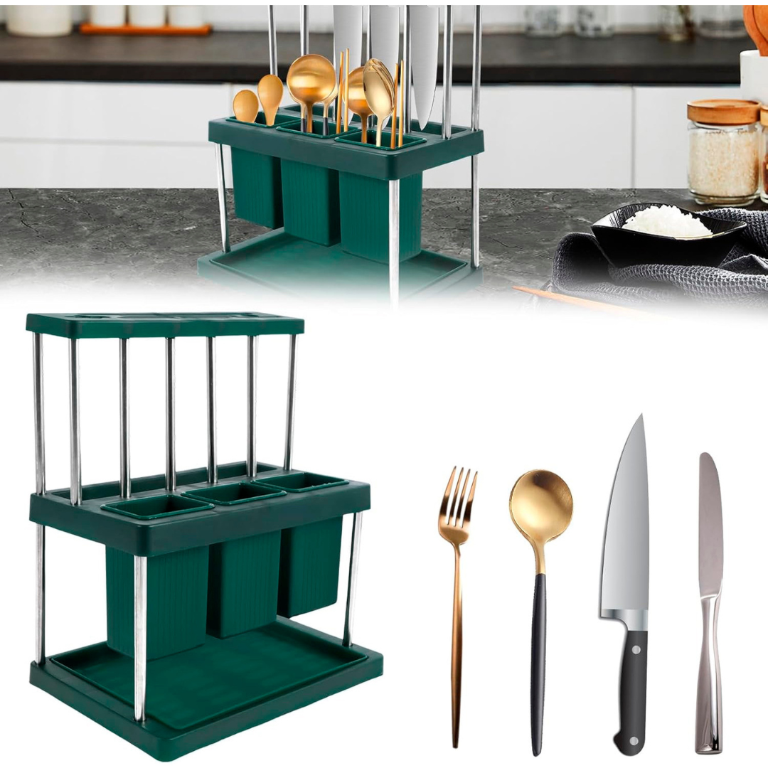 🍴 Organizador de Cubiertos Doble Nivel – Elegancia y Orden para tu Cocina ✨