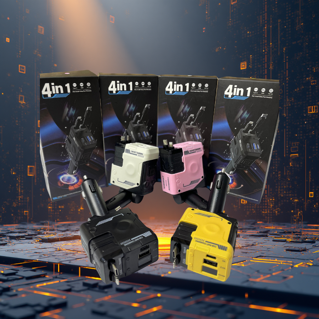 ⚡🚗 Cargador para Carro 4 en 1 Retráctil Dual 66W – Potencia, Velocidad y Comodidad en un Solo Dispositivo 🔋✨
