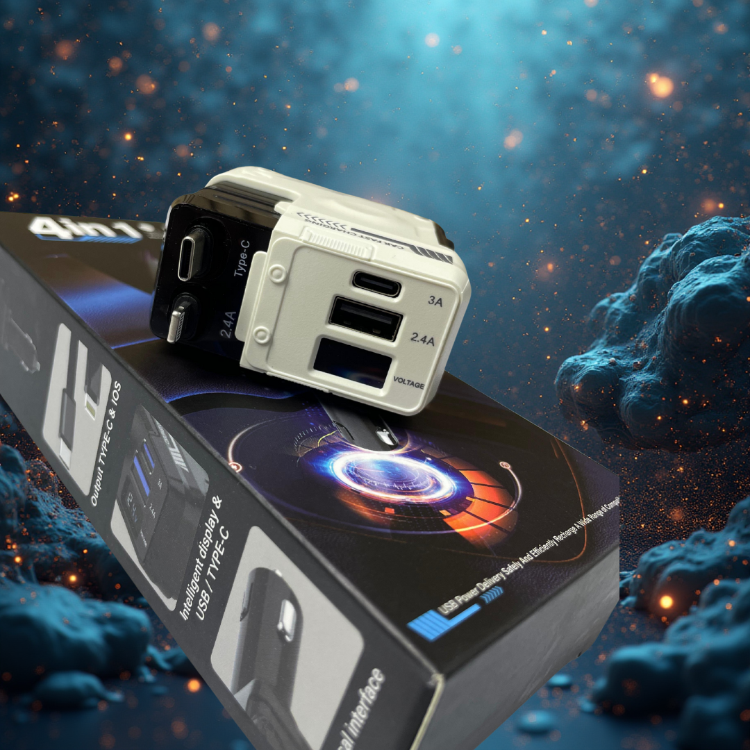 ⚡🚗 Cargador para Carro 4 en 1 Retráctil Dual 66W – Potencia, Velocidad y Comodidad en un Solo Dispositivo 🔋✨