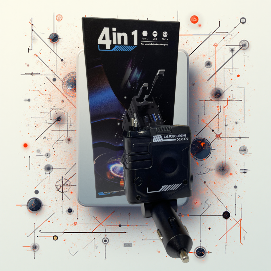 ⚡🚗 Cargador para Carro 4 en 1 Retráctil Dual 66W – Potencia, Velocidad y Comodidad en un Solo Dispositivo 🔋✨