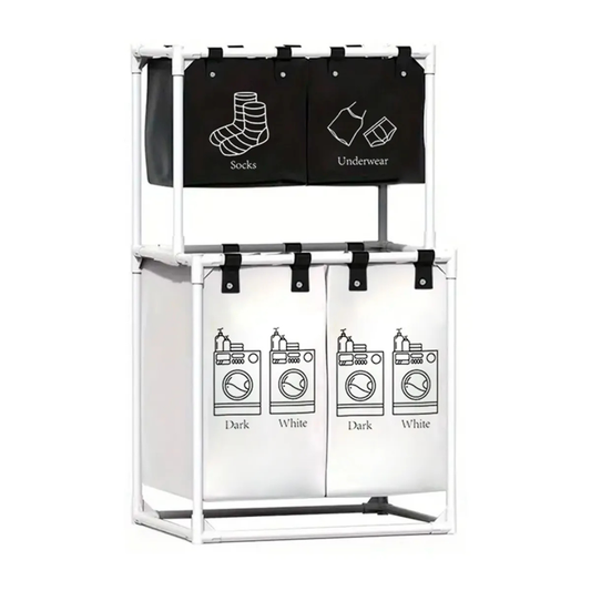 🧺 Cesta de Ropa Sucia 4 Compartimientos – Organización, Espacio y Estilo para tu Hogar 🌿✨