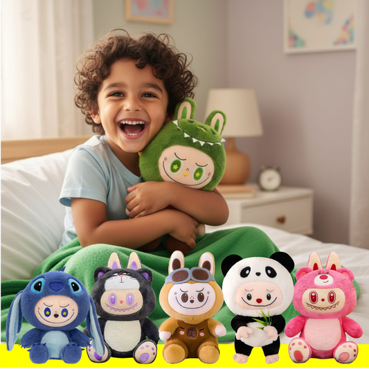 🧸✨ Peluche Labubu con Disfraz de Felpa + Cobija Térmica 3 en 1 💕