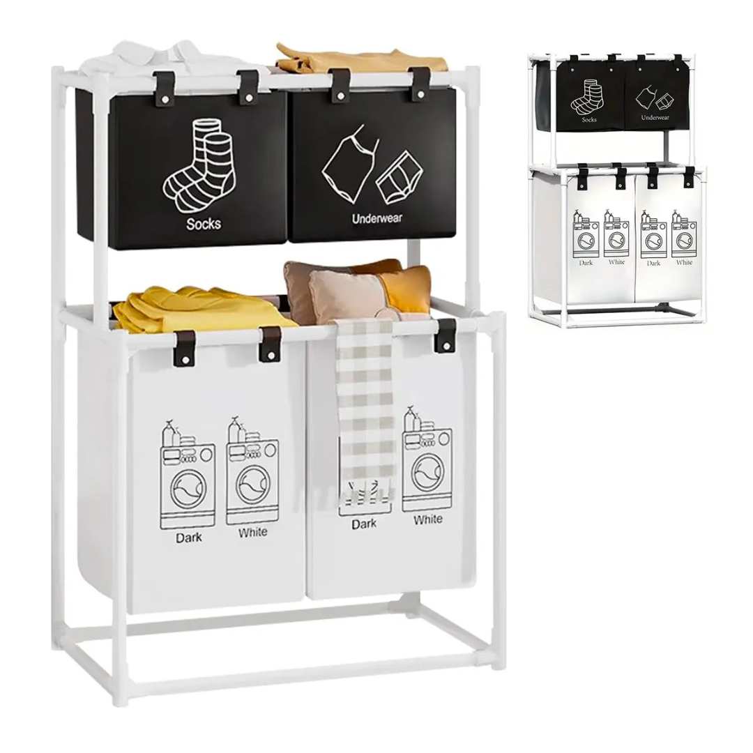 🧺 Cesta de Ropa Sucia 4 Compartimientos – Organización, Espacio y Estilo para tu Hogar 🌿✨